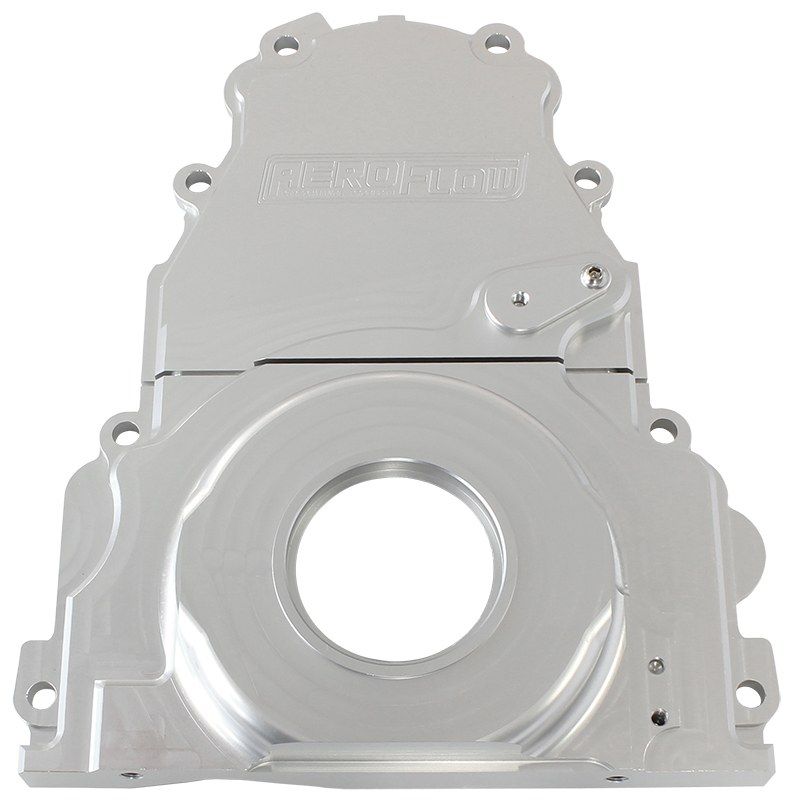 Aeroflow GM LS 2-Piece Billet Timing Cover - Silver Finish AF64-4361S