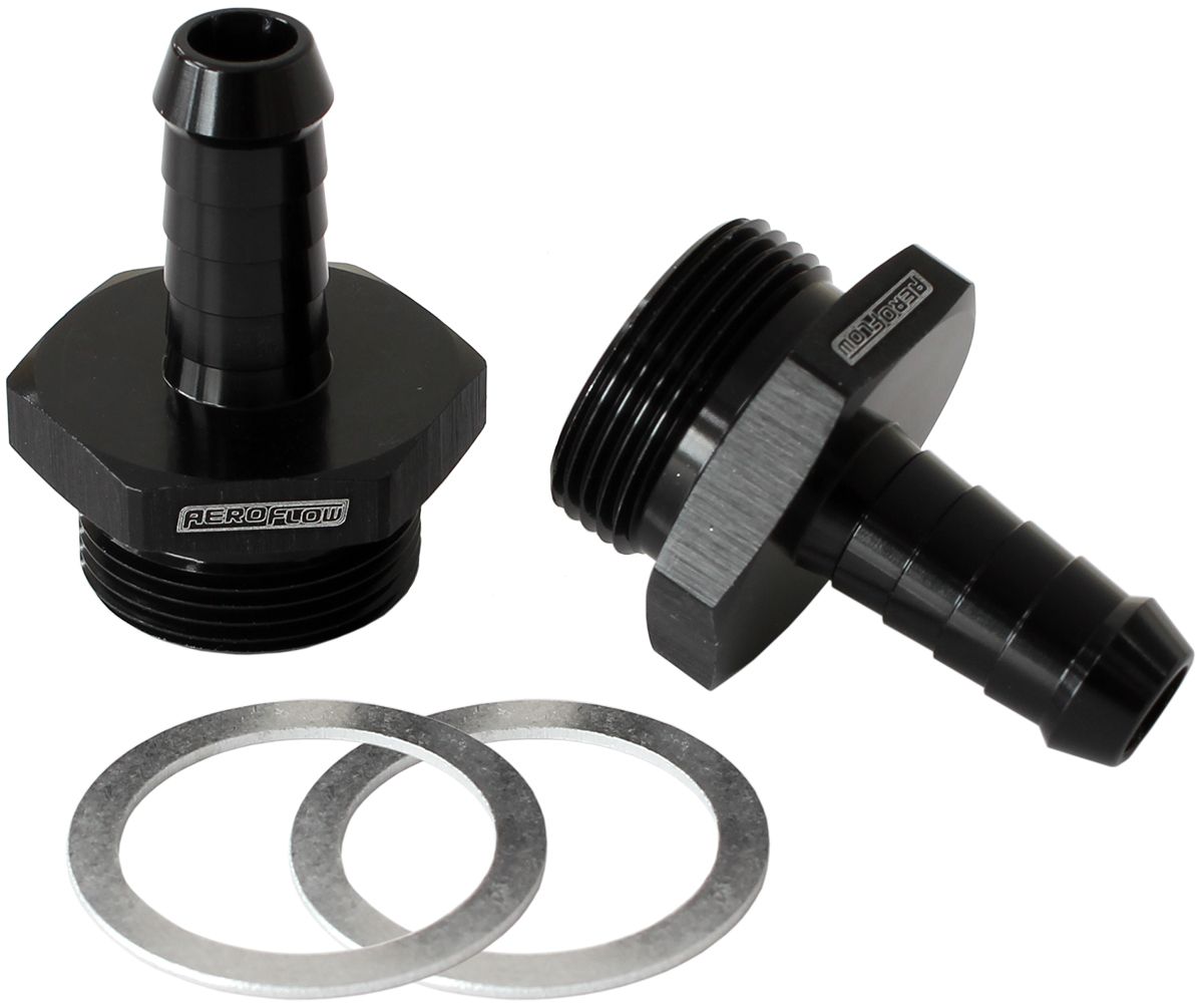 Aeroflow Carburettor Adapter - Male 3/8" Barb to 7/8" x 20 AF700-01BLK