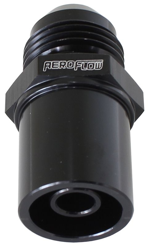Aeroflow Press In Front Valve Cover Breather Adapter -8AN Black (20mm O.D) AF708-08FBLK