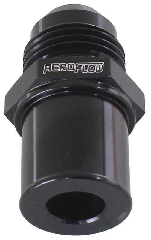 Aeroflow Press In Rear Valve Cover Breather Adapter -8AN Black (19mm O.D) AF708-08RBLK