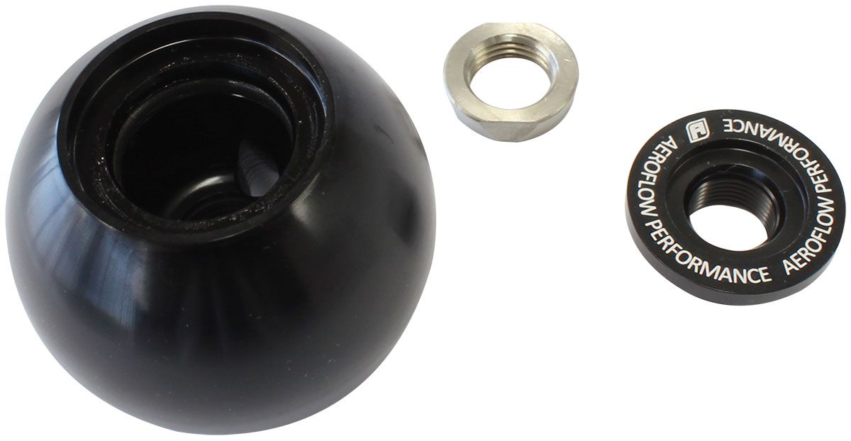 Aeroflow Bang Shift Billet Round Gear Knob with Bare Button Boss  AF72-9905BLK