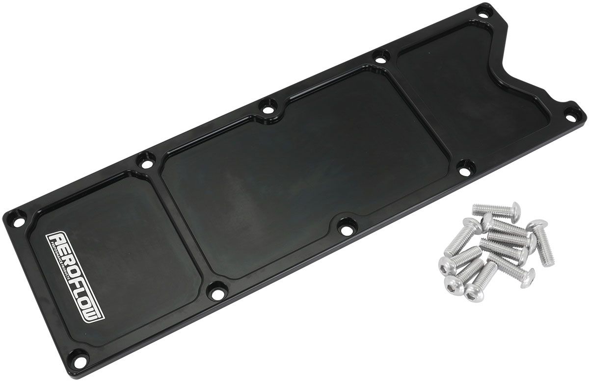 Aeroflow GM LS1 Billet Valley Plate, Black Finish AF77-5015BLK