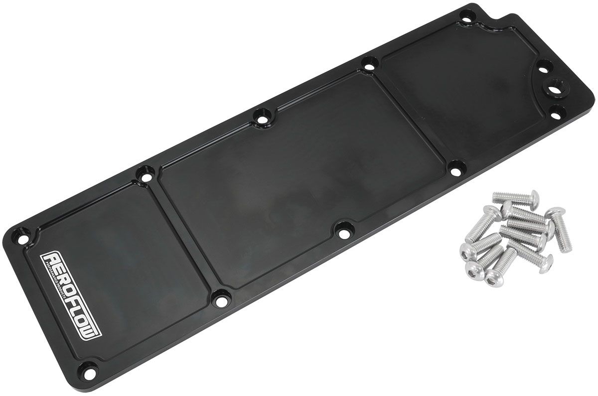 Aeroflow GM LS3 Billet Valley Plate, Black Finish AF77-5016BLK