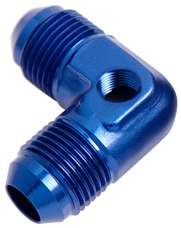 Aeroflow 90° Male Flare Union with 1/8" Port -6AN AF821-06P