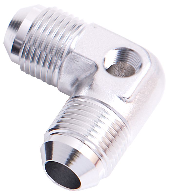 Aeroflow 90° Male Flare Union with 1/8" Port -6AN AF821-06PS