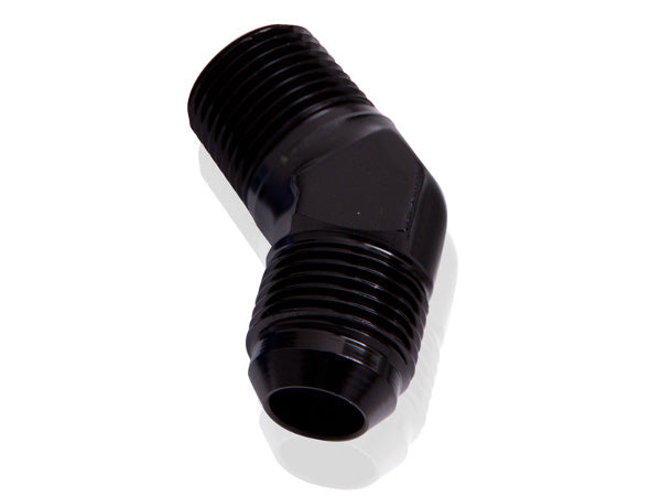 Aeroflow 45° NPT to Male Flare Adapter 1/4" to -4AN AF823-04-04BLK