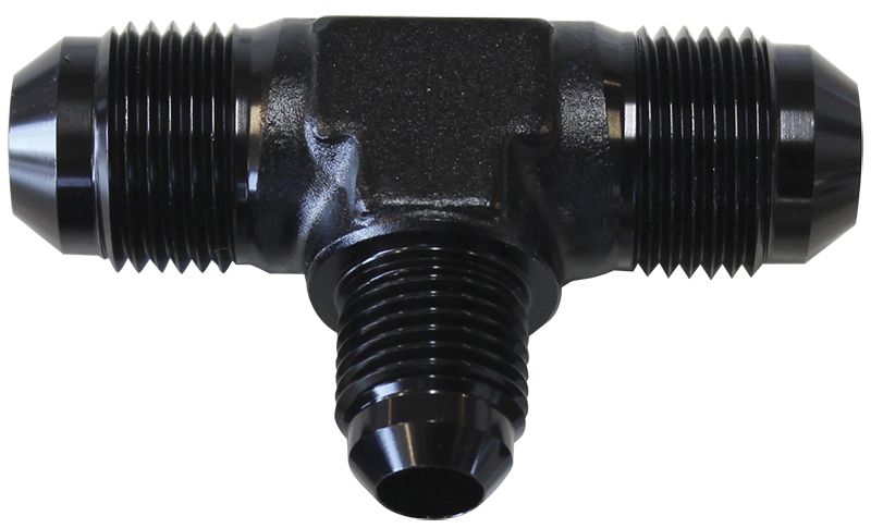 Aeroflow Flare AN Stepped Tee -10AN with -8AN on the side AF831-08-10BLK