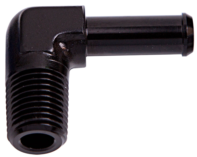 Aeroflow Male NPT to Barb 90° Adapter 1/8" to 3/16" AF842-03-04BLK