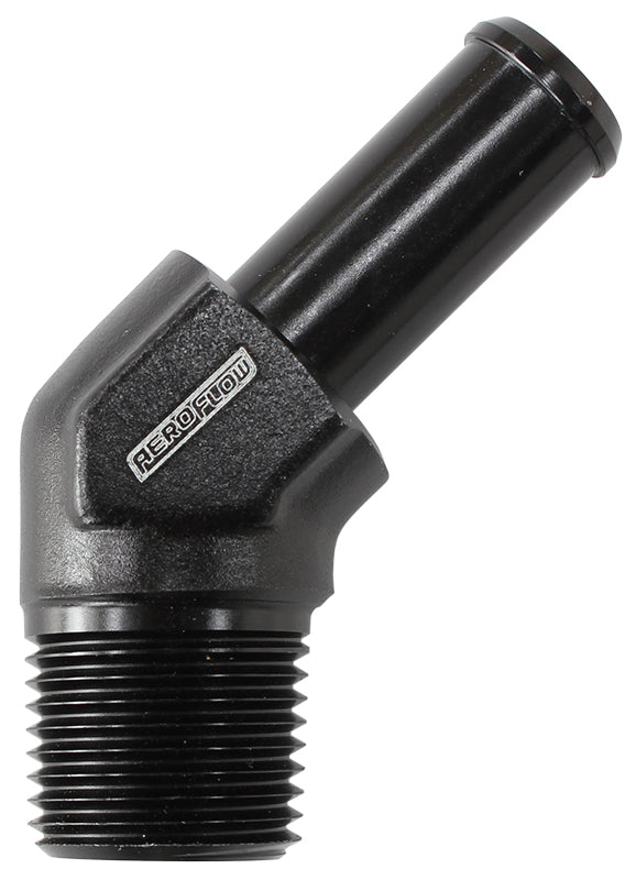 Aeroflow Male NPT to 45° AN Hose Barb AF845-04ANBLK