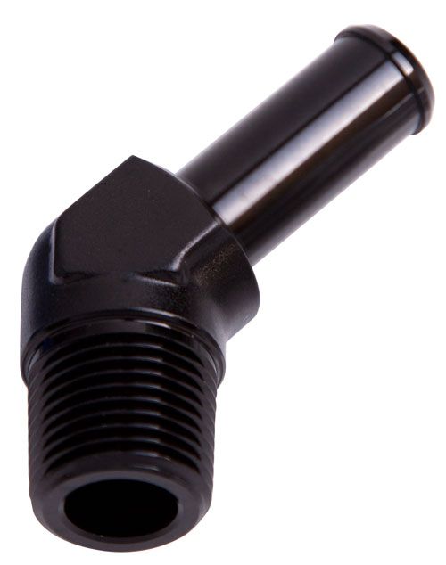 Aeroflow Male NPT to Barb 45° Adapter 1/8" to 5/16" AF845-05BLK