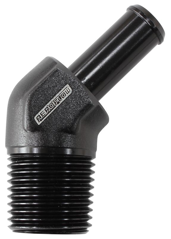 Aeroflow Male NPT to 45° AN Hose Barb AF845-06-06ANBLK