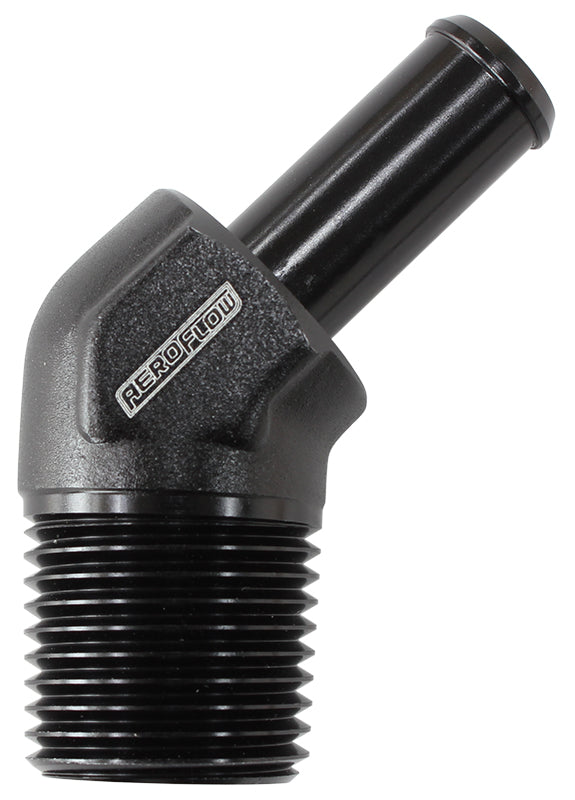 Aeroflow Male NPT to 45° AN Hose Barb AF845-06-10ANBLK