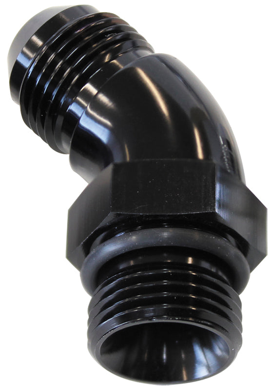 Aeroflow 45° ORB to Male AN Full Flow Adapter -3 ORB to -3AN AF902-03BLK