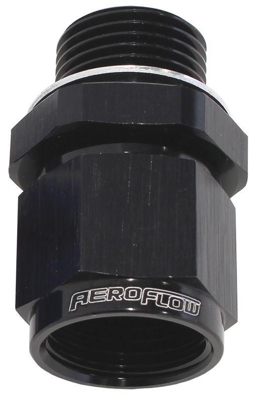 Aeroflow Male M18 x 1.5 to Female -8AN Swivel Adapter AF906-08-M18BLK