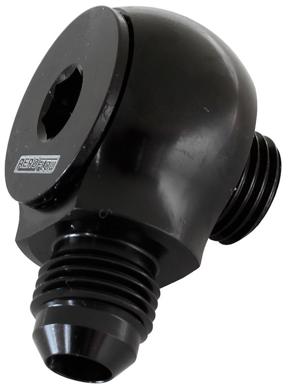 Aeroflow 90° Low Profile -8ORB to -6AN Male Adapter AF909-06-08BLK