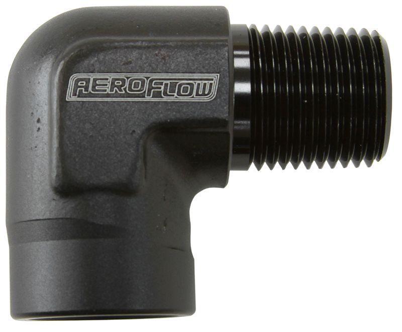 Aeroflow 90° NPT Female to Male NPT Fitting 1/8" AF914-02BLK