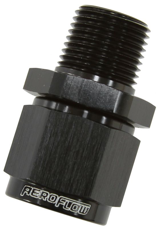 Aeroflow Male NPT to Female AN Straight Fitting 3/8" to -8AN AF916-08-06BLK