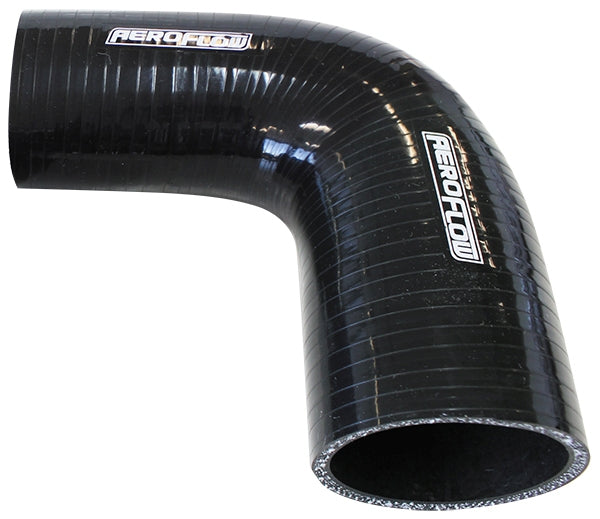 Aeroflow Gloss Black 90° Silicone Reducer / Expander Hose 3" (76mm) to 2-1/2" (63mm) I.D