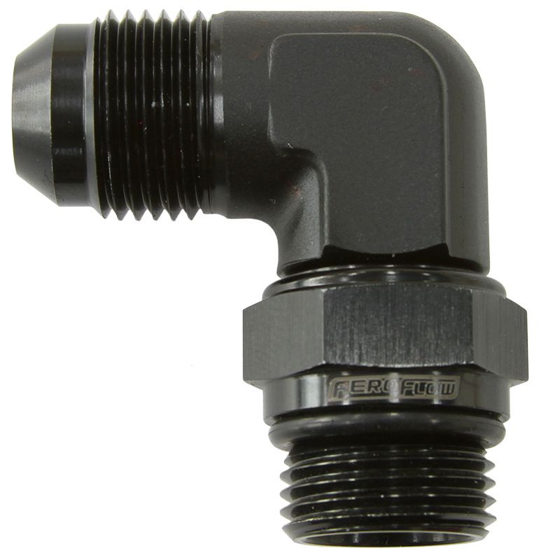 Aeroflow 90° ORB Swivel to Male Flare Adapter -8AN to -6AN AF949-06-08BLK