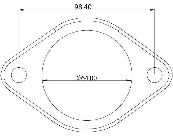 2-Bolt Stainless Steel Flange 2-1/2" (63.5mm) I.D x 3/8" (9.52mm) Thick
