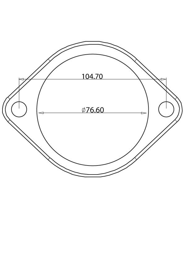 2-Bolt Stainless Steel Flange 3" (76.2mm) I.D x 3/8" (9.52mm) Thick