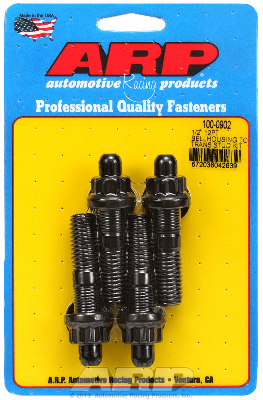 ARP fasteners Bellhousing Stud Kit, 12-Point Nut Black Oxide AR100-0902