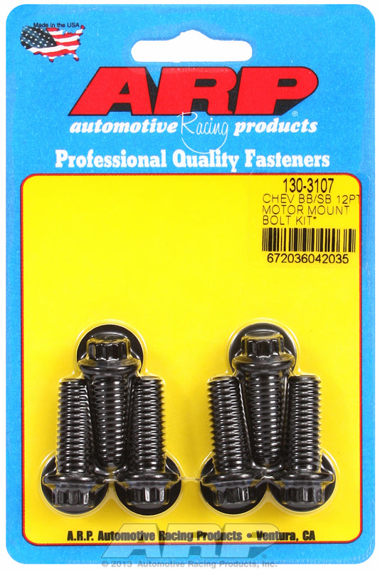 ARP fasteners Motor Mount Bolt Kit, 12-Point Head Black Oxide AR130-3107