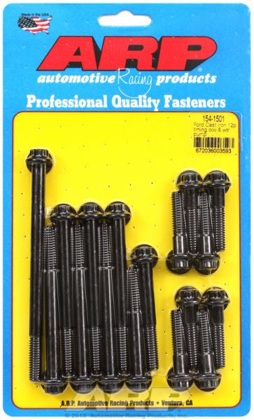 ARP fasteners Timing Cover & Water Pump Bolt Kit, 12-Point Head Black Oxide AR154-1501
