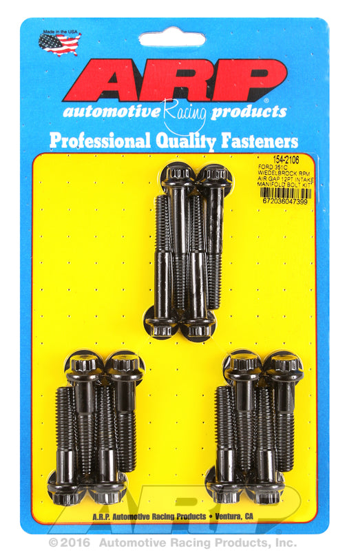 ARP fasteners Intake Manifold Bolt Kit, 12-Point Head Black Oxide AR154-2106