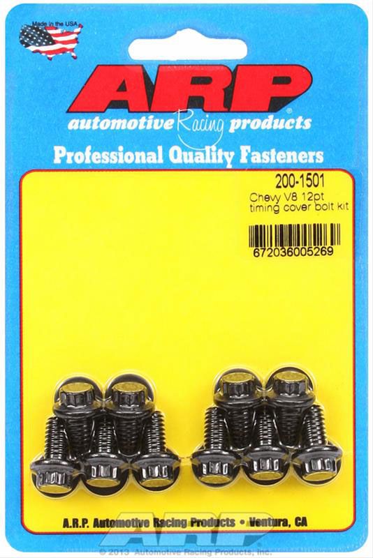 ARP fasteners Timing Cover Bolt Set, Black, 12-Point AR200-1501