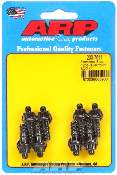 ARP fasteners Valve Cover Stud Kit, 12-Point Nut Black Oxide AR200-7611