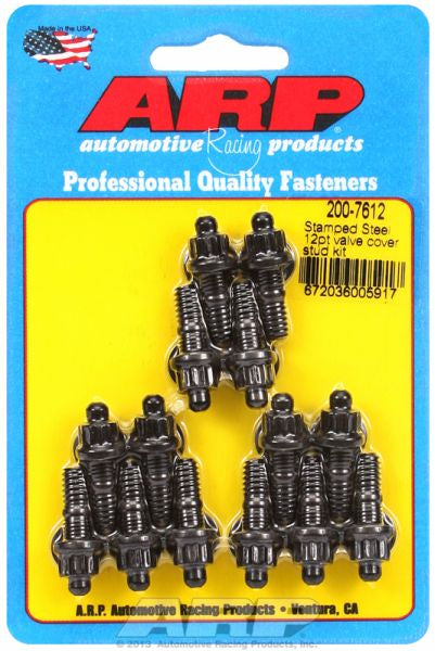 ARP fasteners Valve Cover Stud Kit, 12-Point Nut Black Oxide AR200-7612