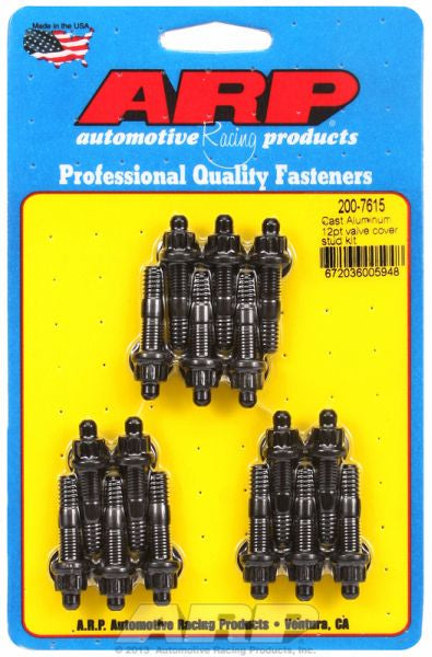 ARP fasteners Valve Cover Stud Kit, 12-Point Nut Black Oxide AR200-7615