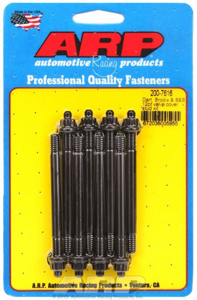 ARP fasteners Valve Cover Stud Kit, 12-Point Nut Black Oxide AR200-7616
