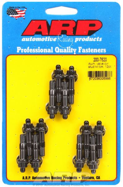 ARP fasteners Valve Cover Stud Kit, 12-Point Nut Black Oxide AR200-7620