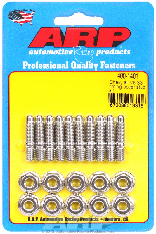 ARP fasteners Timing Cover Stud Kit, Hex Nut S/S AR400-1401