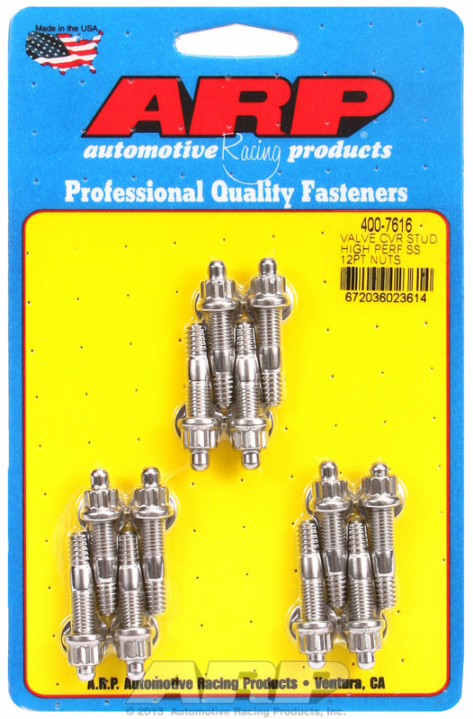 ARP fasteners Valve Cover Stud Kit, 12-Point Nut S/S AR400-7616