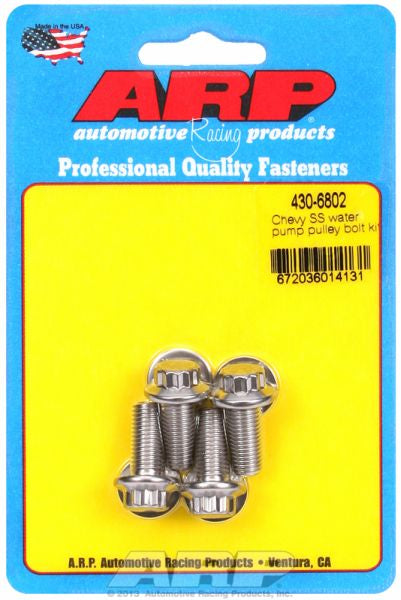 ARP fasteners Water Pump Pulley Bolt Kit, 12-Point Head S/S AR430-6802