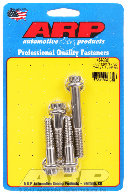 ARP fasteners Water Pump Bolt Kit, 12-Point Head S/S AR434-3203