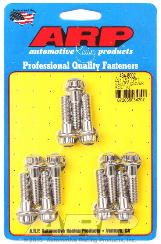 ARP fasteners Intake Valley Cover Bolt Kit, 12-Point Head S/S AR434-8002