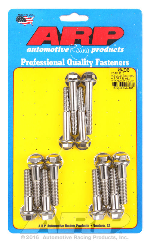 ARP fasteners Intake Manifold Bolt Kit Hex Head, S/S AR454-2006