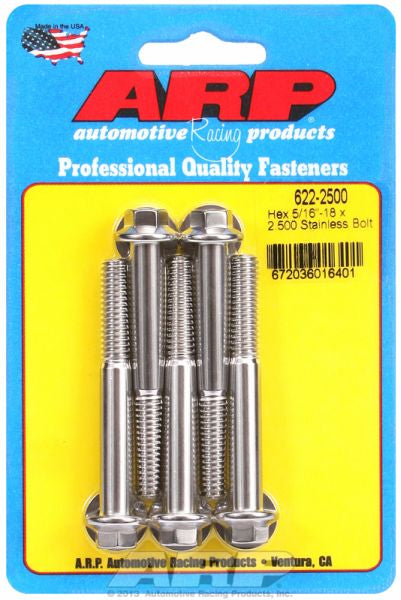 ARP fasteners 5-Pack Bolt Kit, Hex Head S/S AR622-2500