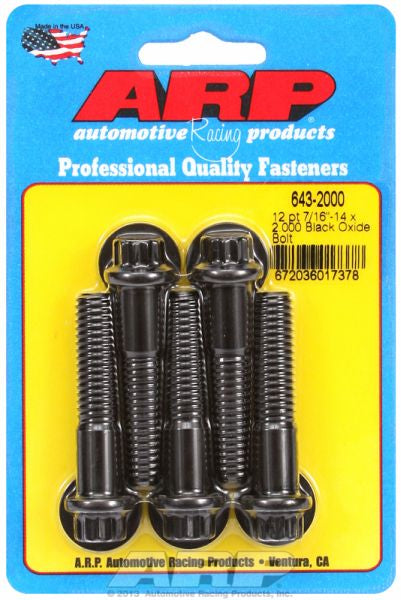 ARP fasteners 5-Pack Bolt Kit, 12-Point Head Black Oxide AR643-2000