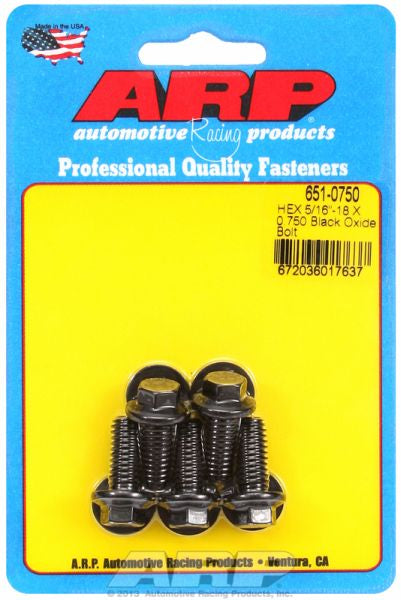 ARP fasteners 5-Pack Bolt Kit, Hex Head Black Oxide AR651-0750