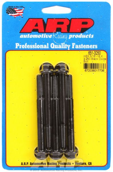 ARP fasteners 5-Pack Bolt Kit, Hex Head Black Oxide AR651-3250