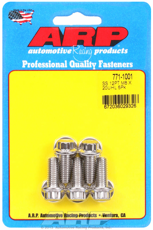 ARP fasteners 12-Point Head 8mm x 1.25 S/S Bolts AR771-1001