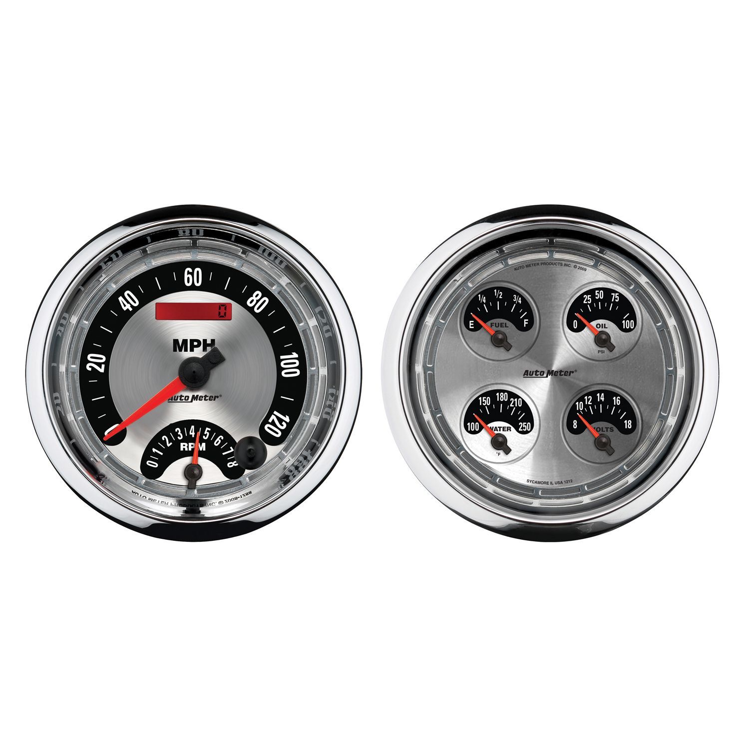 Auto Meter American Muscle 5" Quad Gauge & Tach/Speedo Combo Kit AU1205