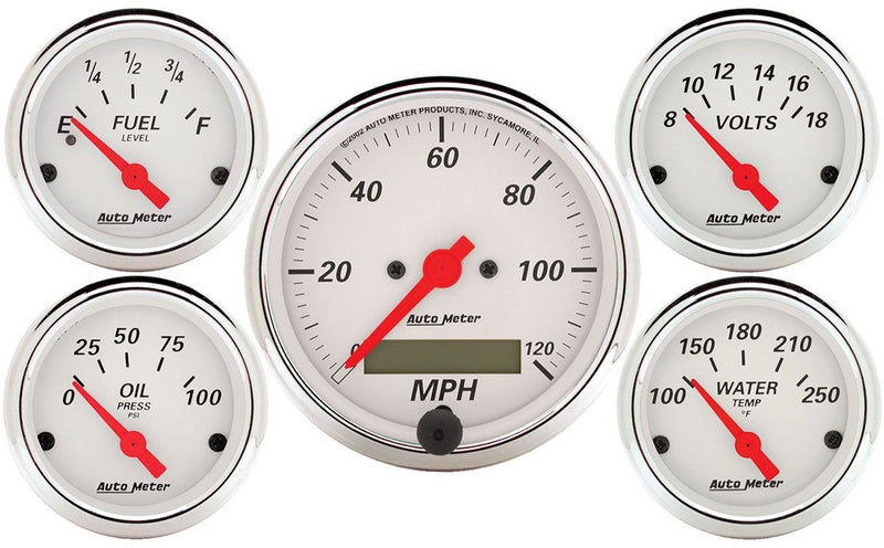 Auto Meter Arctic White Series 5-Gauge Kit AU1302