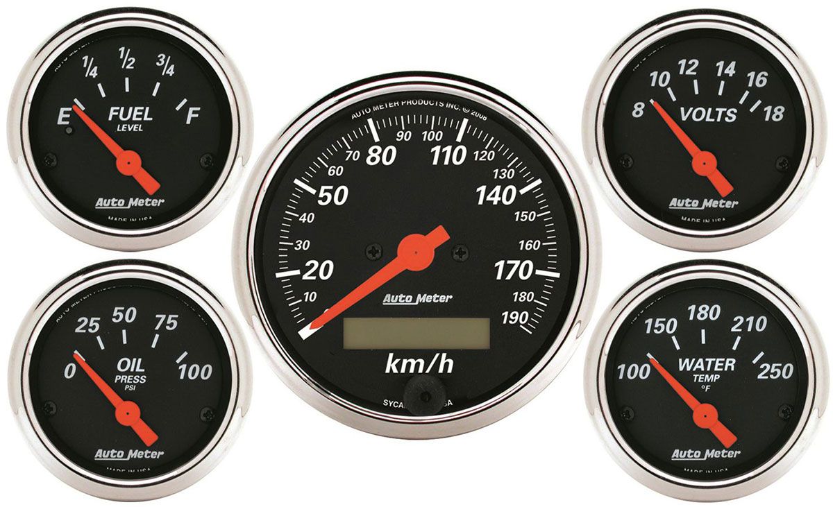 Auto Meter Designer Black Series 5 Gauge Kit AU1421-M