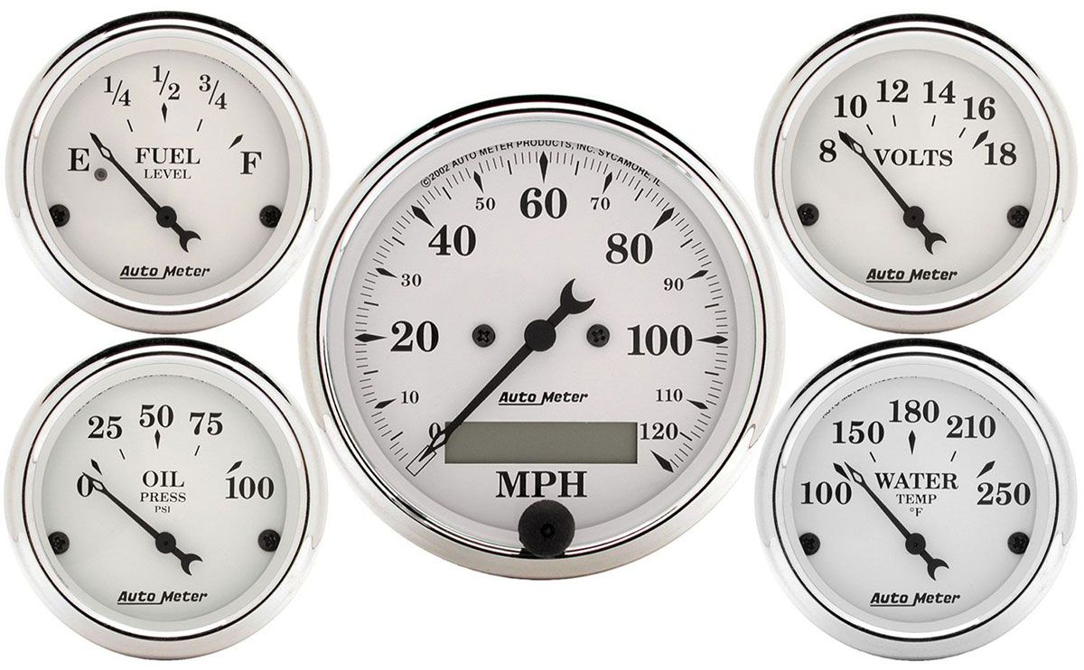 Auto Meter Old Tyme White Series 5-Gauge Kit AU1602